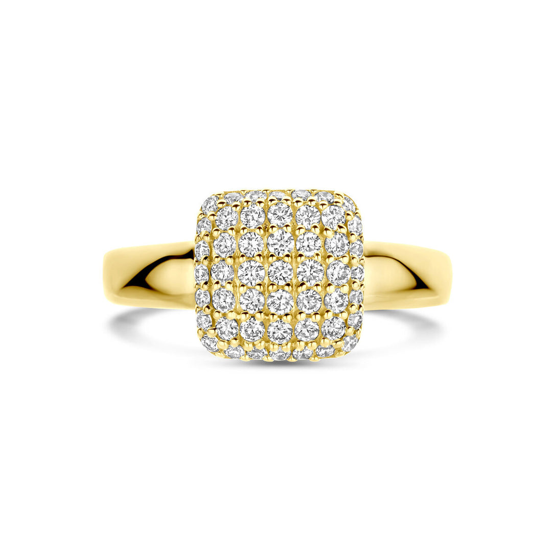 14k Geelgouden damesring met 0.50ct lab grown diamant