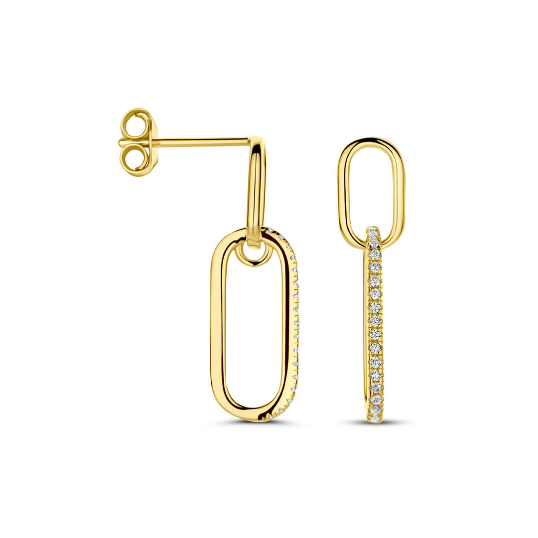 oorhangers zirkonia 24 mm 1 micron zilver verguld (geel)