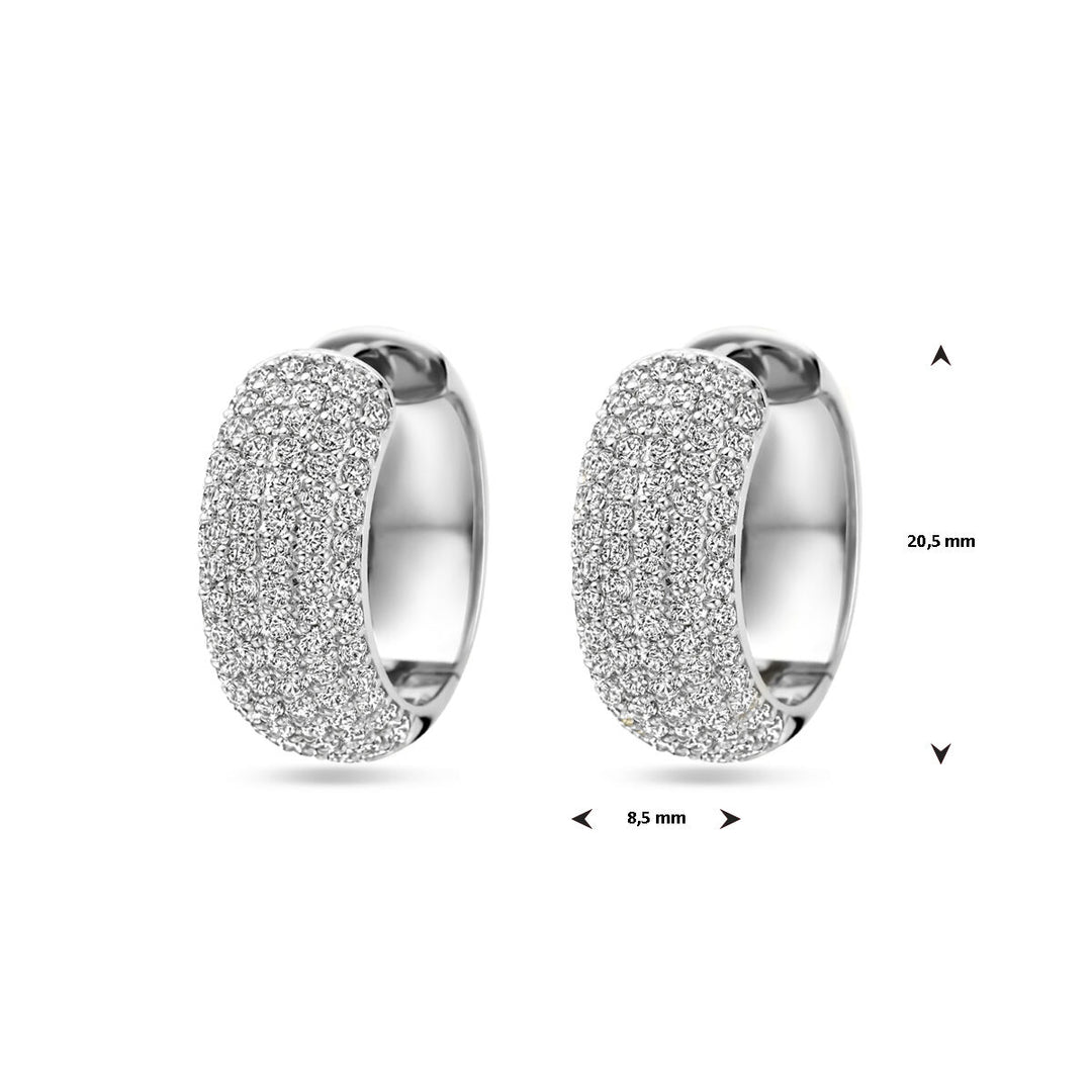 klapoorringen zirkonia 20,5 mm zilver gerhodineerd