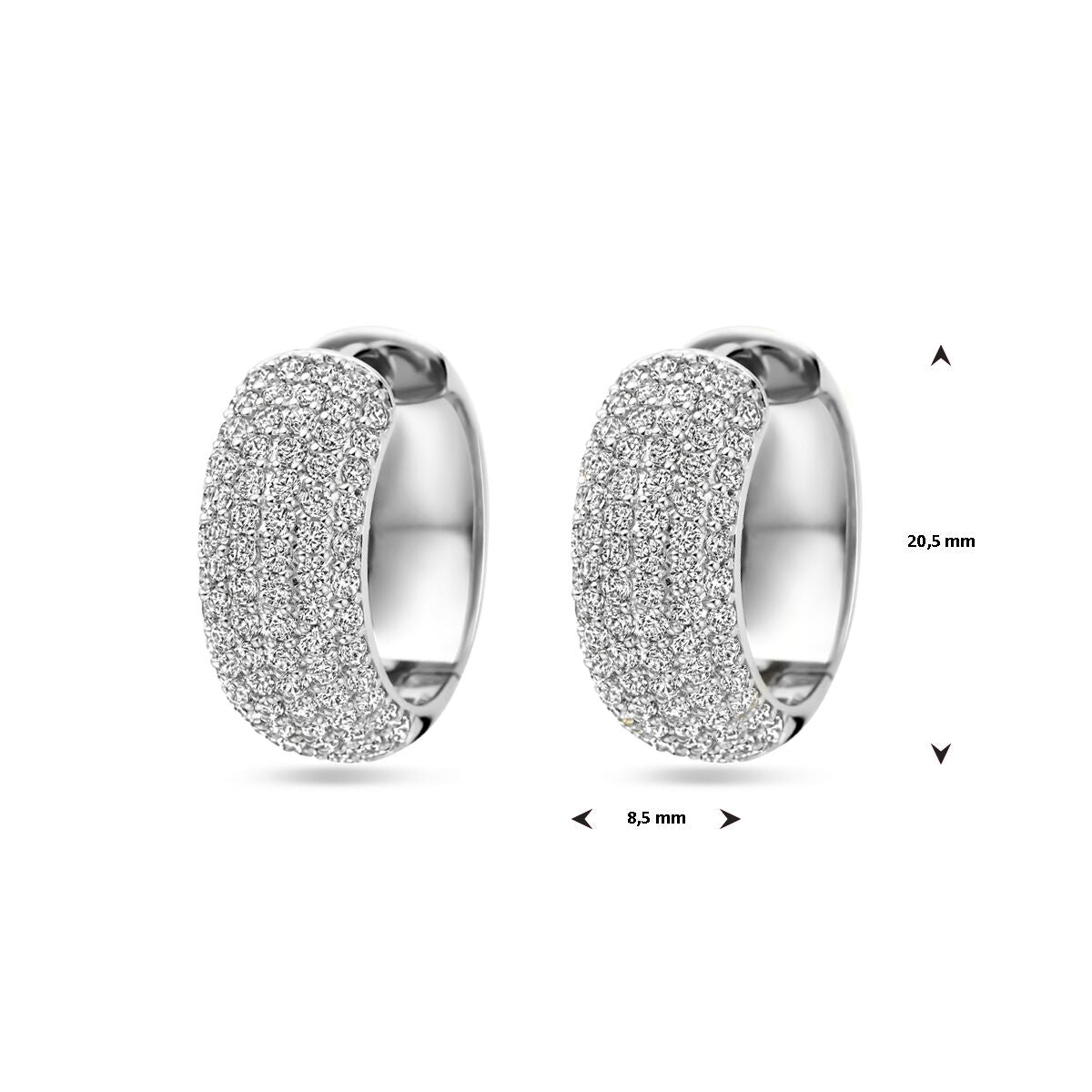 klapoorringen zirkonia 20,5 mm zilver gerhodineerd