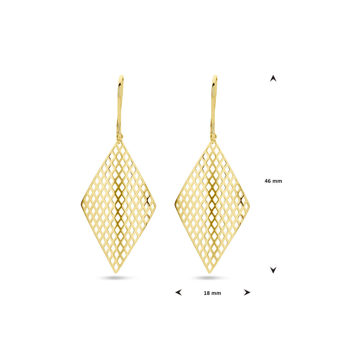 Van der Kooij Collectie - oorhangers ruit franse haak 14K geelgoud