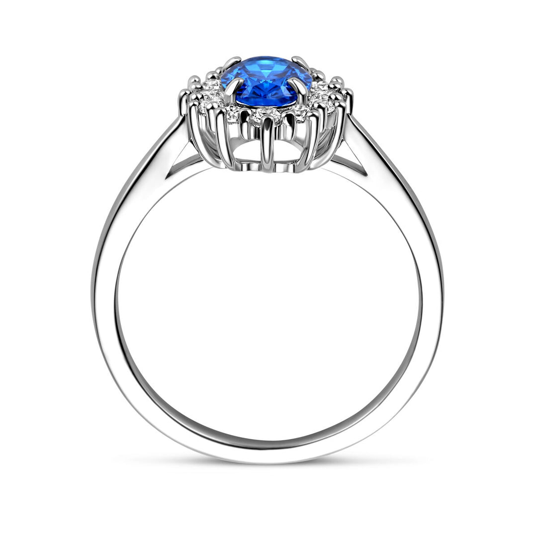 ring zirconia and synthetic sapphire silver rhodium plated