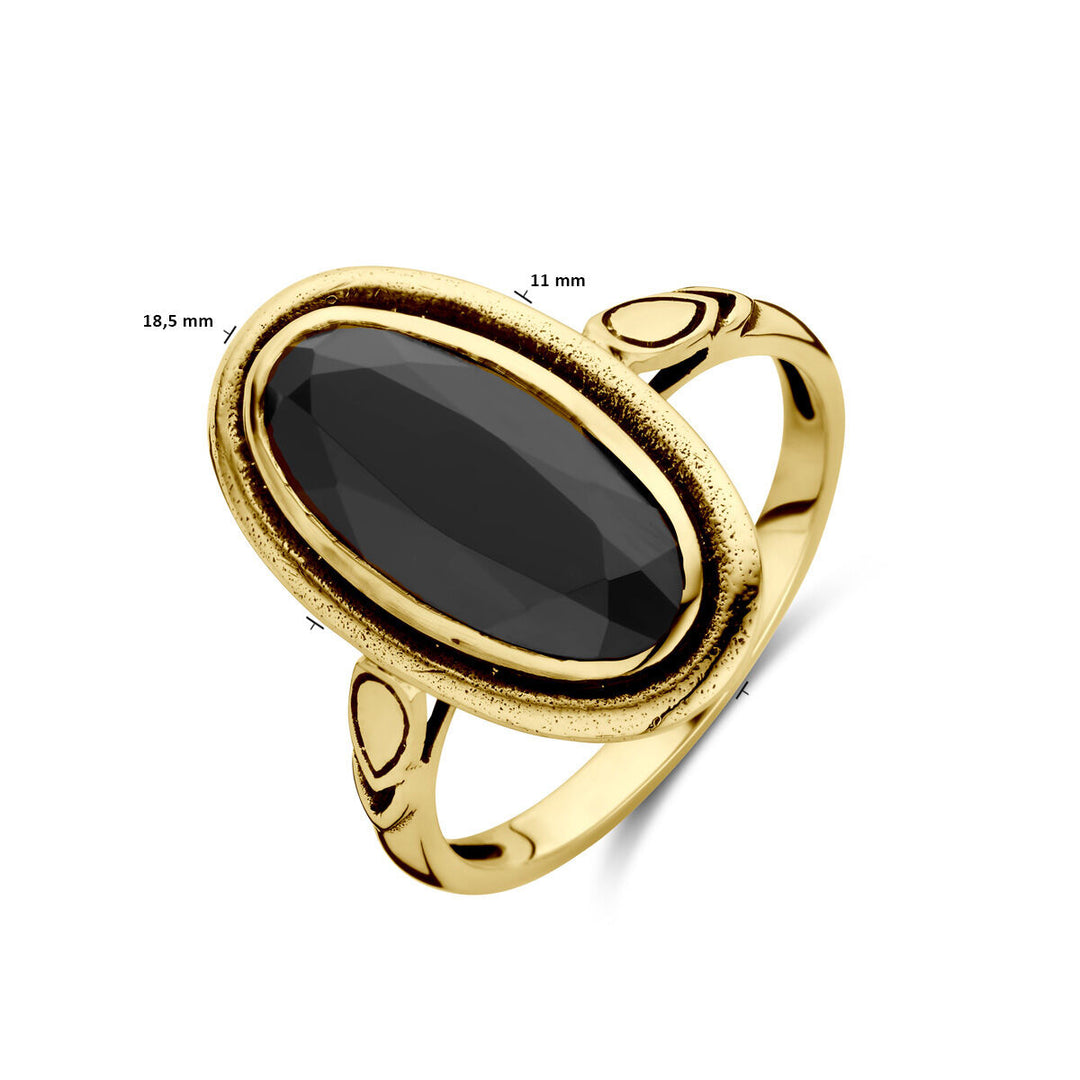 vintage ring onyx 14K geelgoud