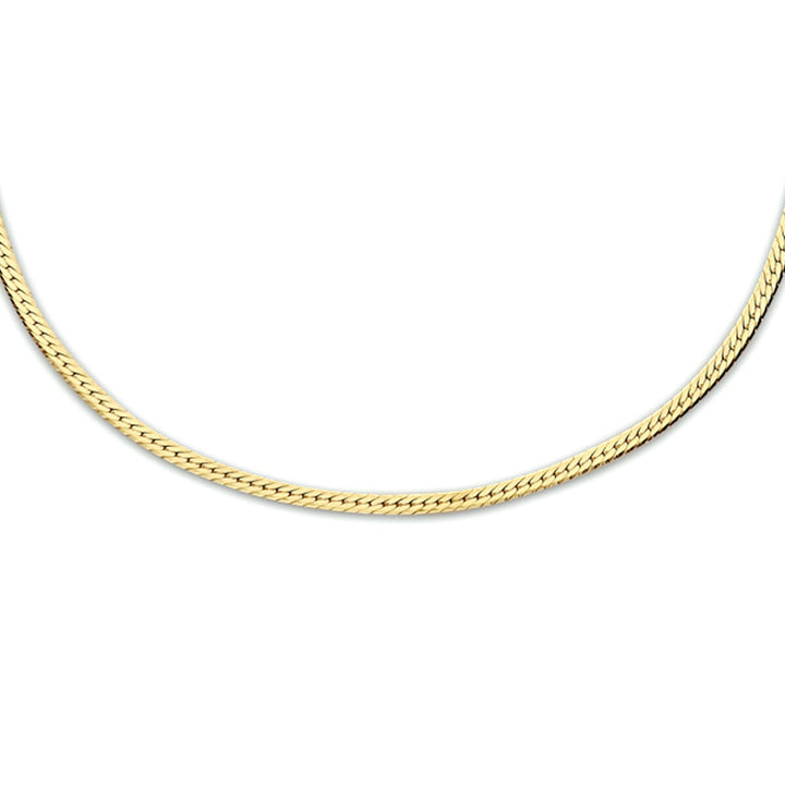 necklace snake flat 1.7 mm 40 + 5 cm 3 micron silver gold plated (yellow)