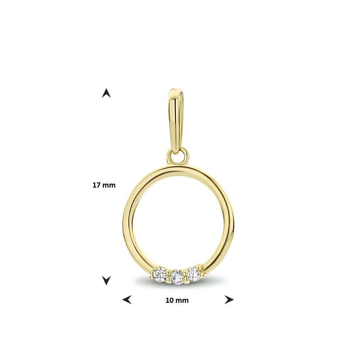 pendant round zirconia 14K yellow gold