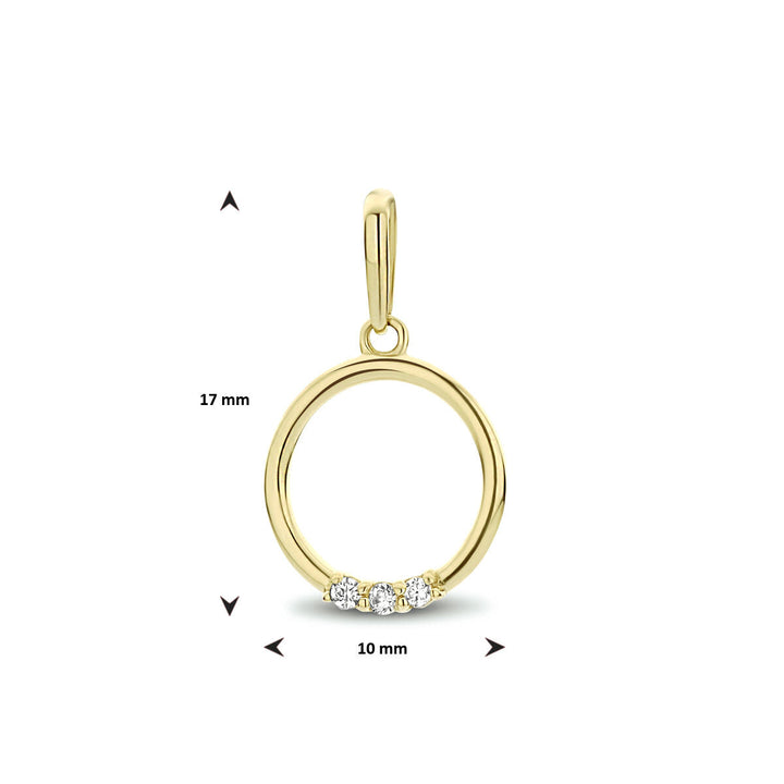 hanger rond zirkonia 14K geelgoud