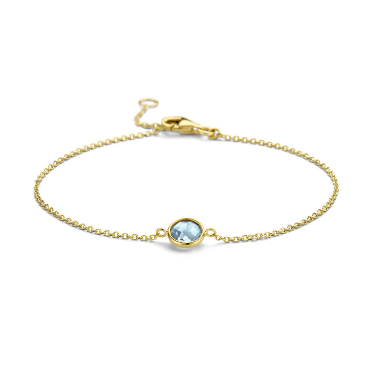 Gold bracelet ladies blue topaz 14K