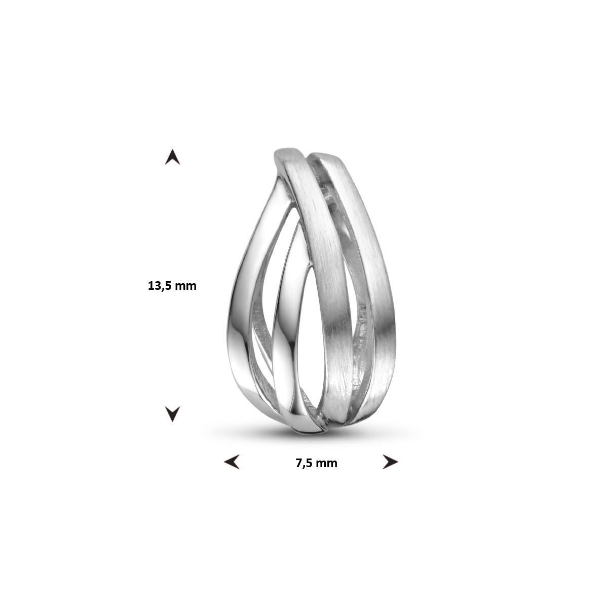 pendant polished/matte silver rhodium plated 
