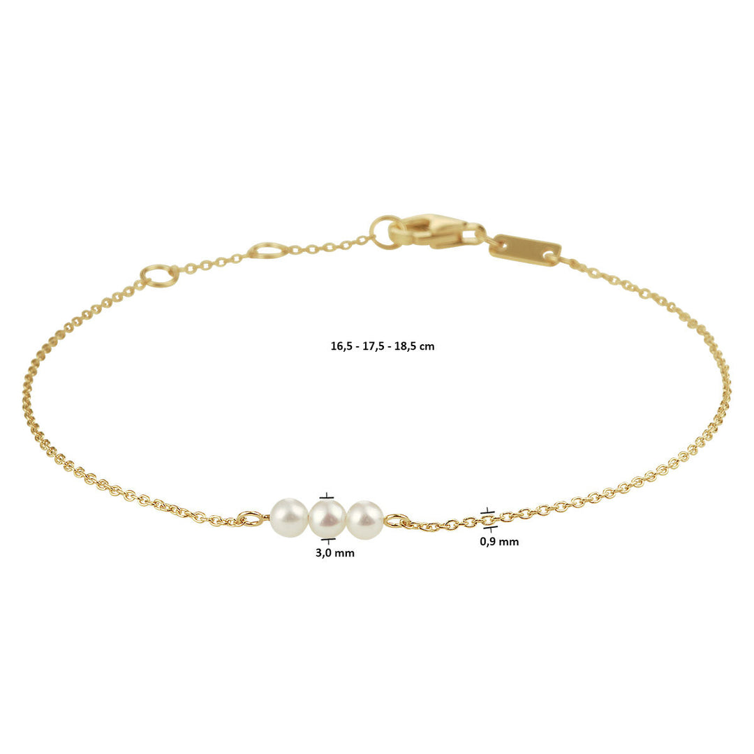 Gold bracelet ladies pearl 14K