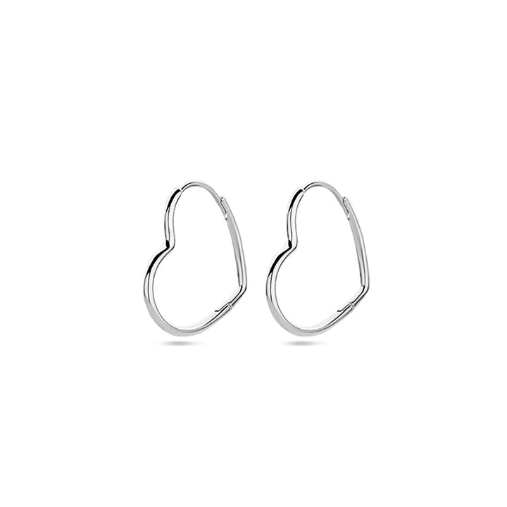 earrings heart silver rhodium plated