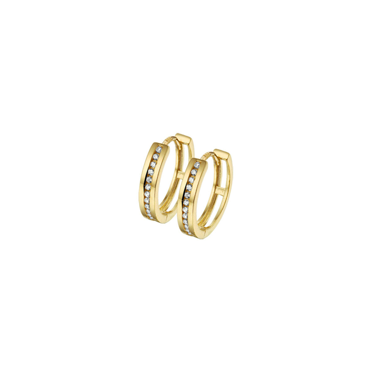 klapoorringen zirkonia 14K geelgoud