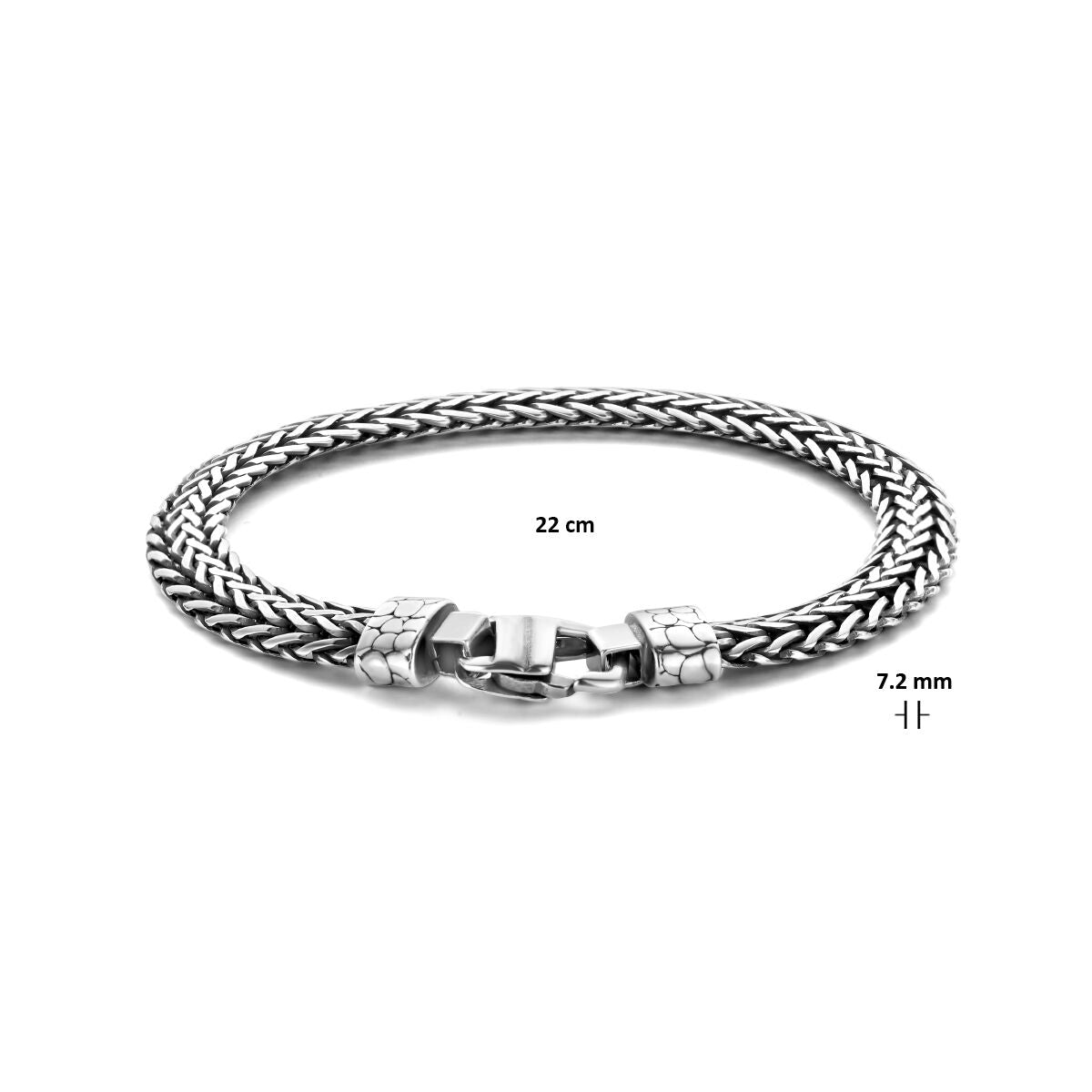 Silver bracelet men's oxi foxtail 7.2 mm oxidized – Juwelier van