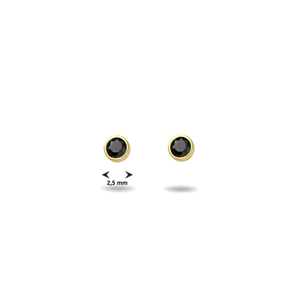 ear studs black zirconia 14K yellow gold
