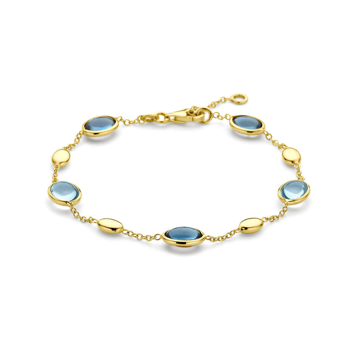 armband london blue en blauw topaas 17 - 19 cm 18K geelgoud