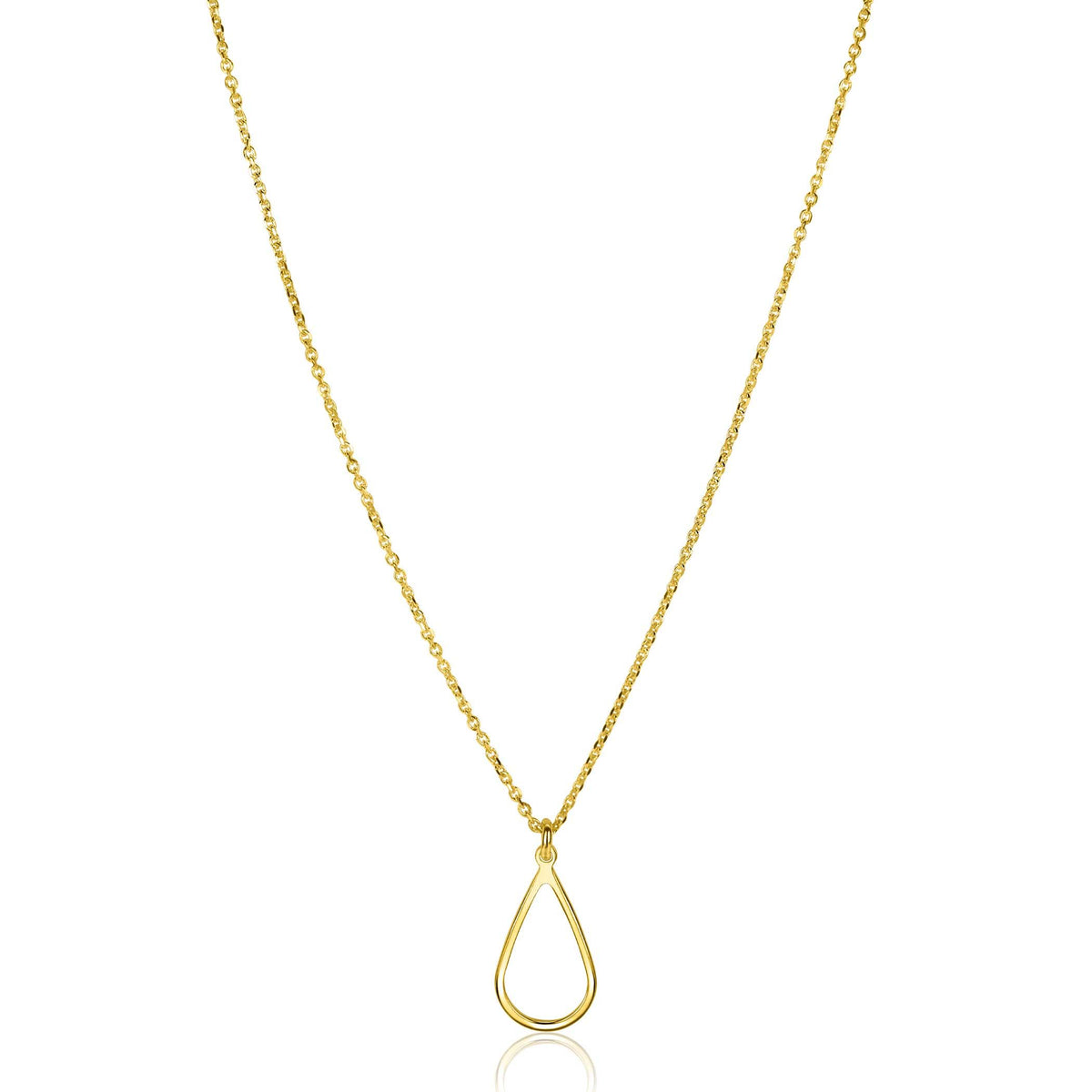 Vergulde zilveren ketting met een druppelvormige hanger, lengte 42-45 cm.