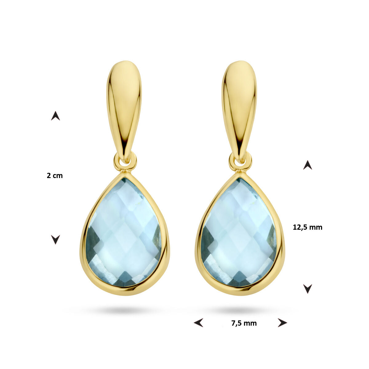 oorhangers blauw topaas 14K geelgoud