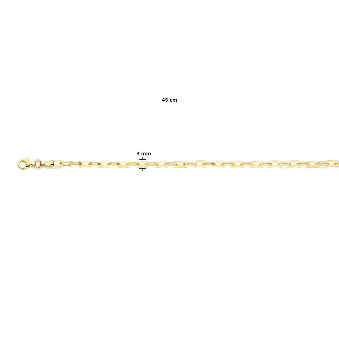 Van der Kooij Collection - necklace paper clip 3 mm 45 cm 14K yellow gold