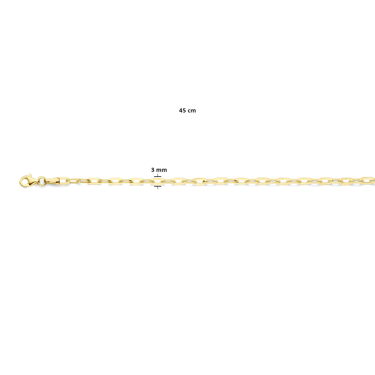 Van der Kooij Collectie - collier paperclip 3 mm 45 cm 14K geelgoud
