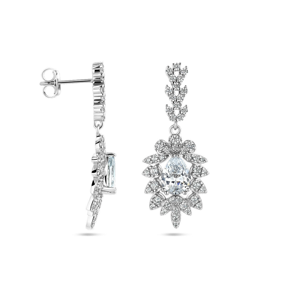 oorhangers zirkonia zilver gerhodineerd