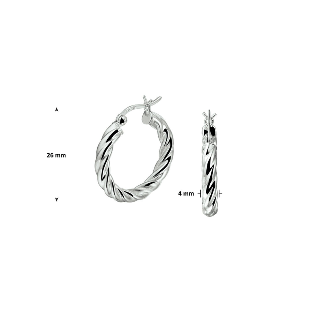 earrings twisted tube silver rhodium plated
