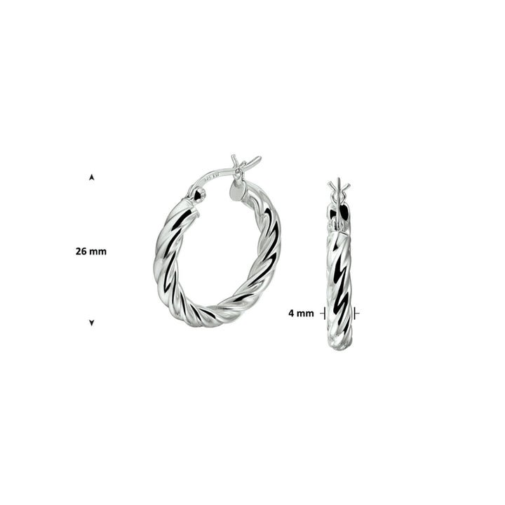 earrings twisted tube silver rhodium plated
