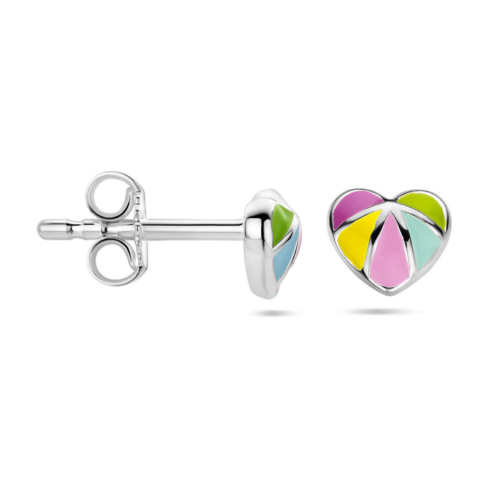 ear studs heart silver rhodium plated