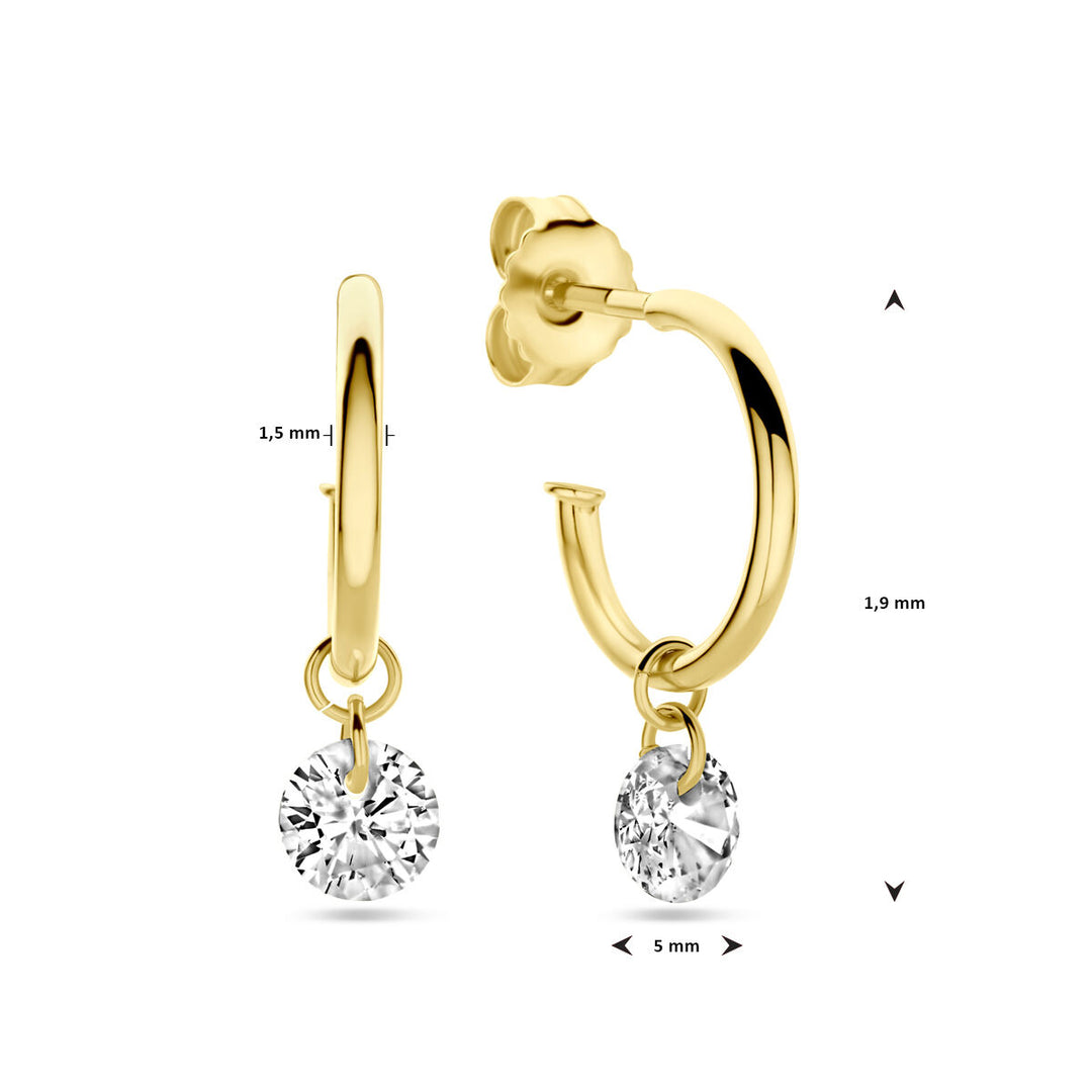 stekeroorringen zirkonia 19 mm 14K geelgoud