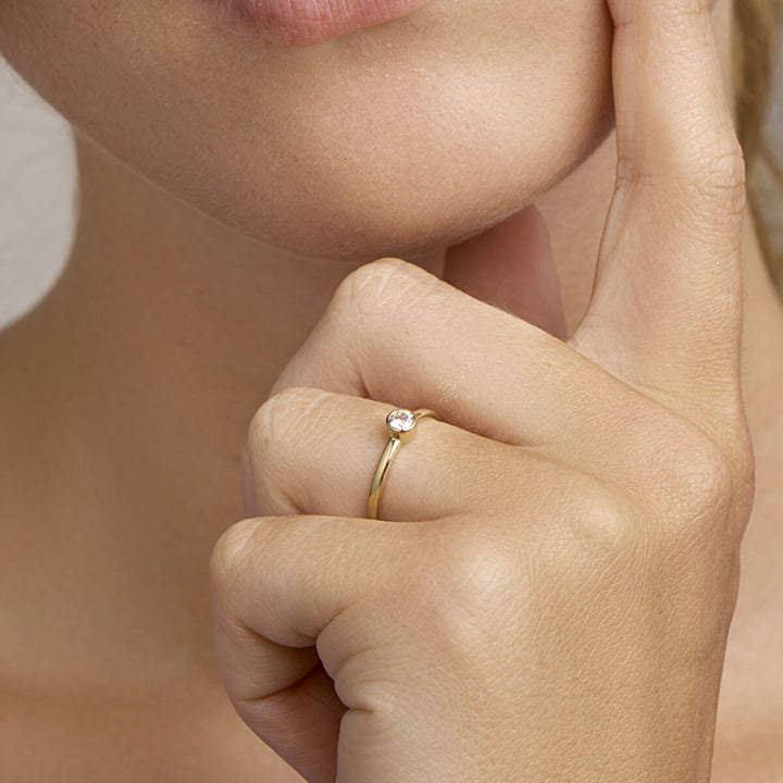 ring zirconia 14K yellow gold