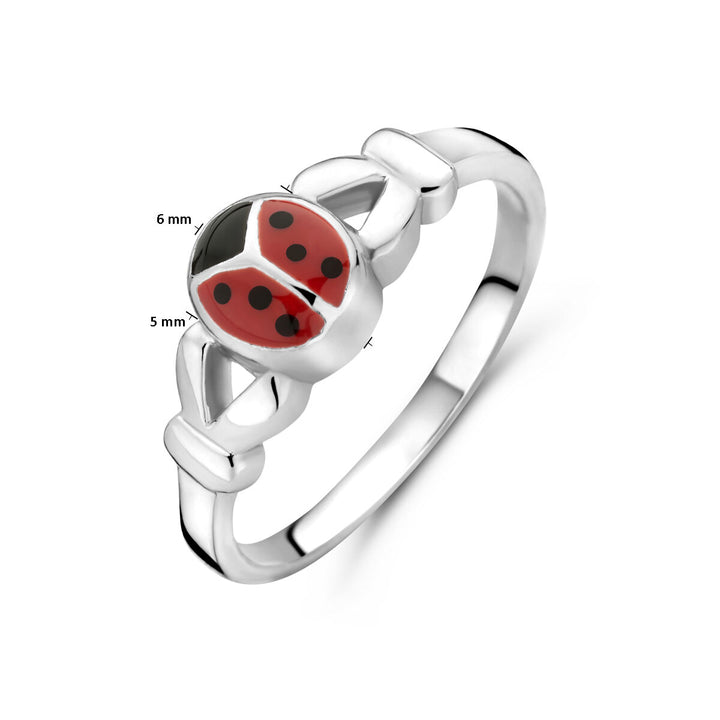 ring ladybug silver white