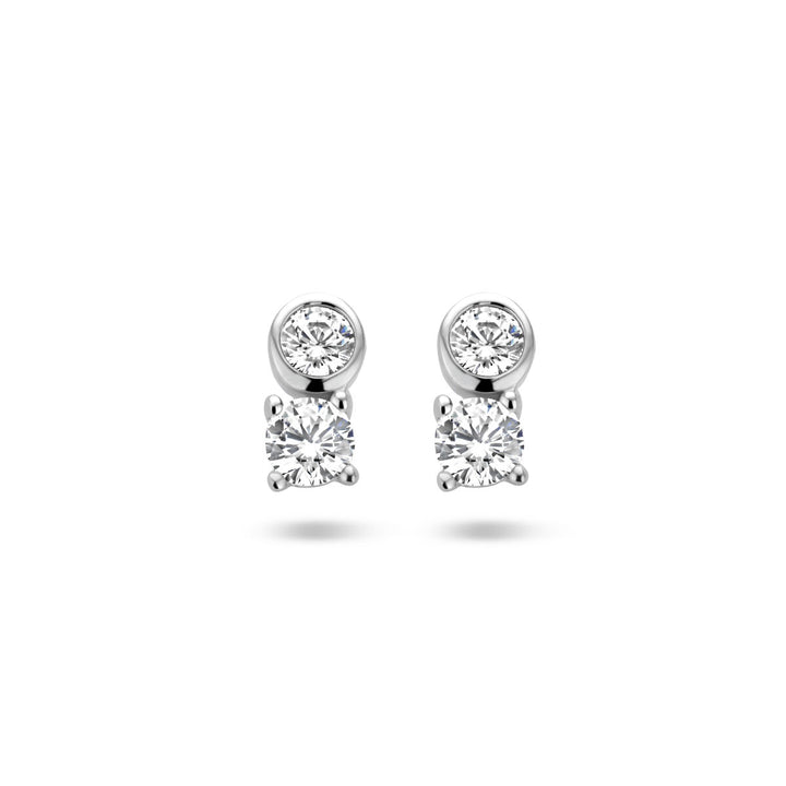 ear studs zirconia silver rhodium plated