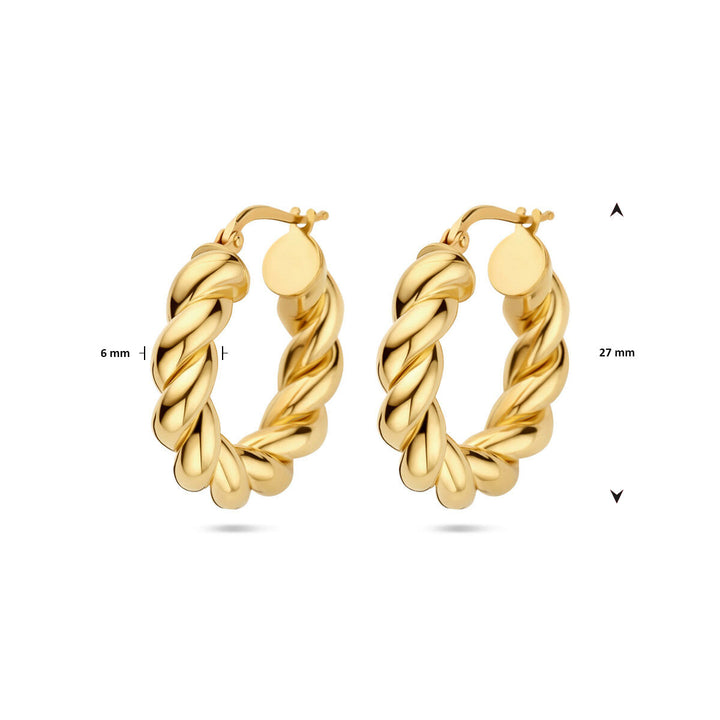 oorringen gedraaid 1 micron zilver verguld (geel)