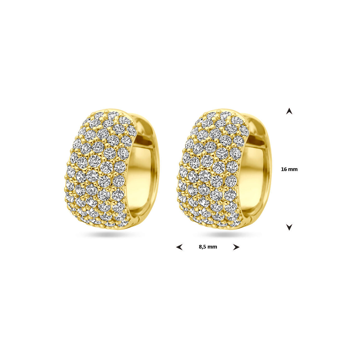 klapoorringen zirkonia 16 mm 1 micron zilver verguld (geel)