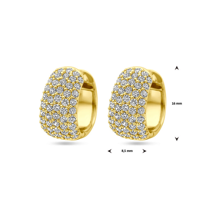 klapoorringen zirkonia 16 mm 1 micron zilver verguld (geel)