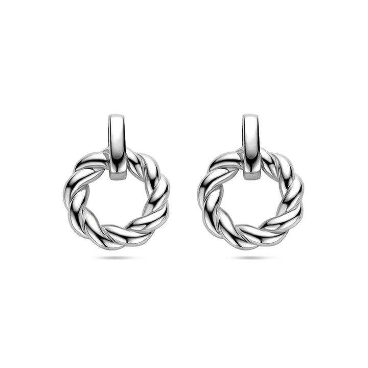 Kreisohrringe gedreht, Silber rhodiniert