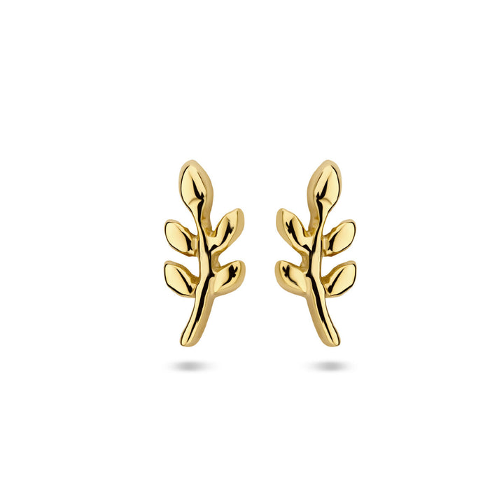 ear studs leaf 1 micron silver gold plated (yellow)