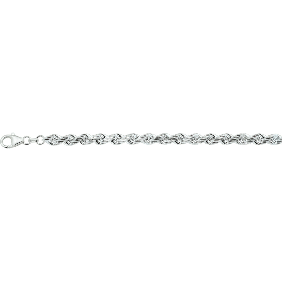 armband koord massief 5,5 mm 19 cm zilver gerhodineerd