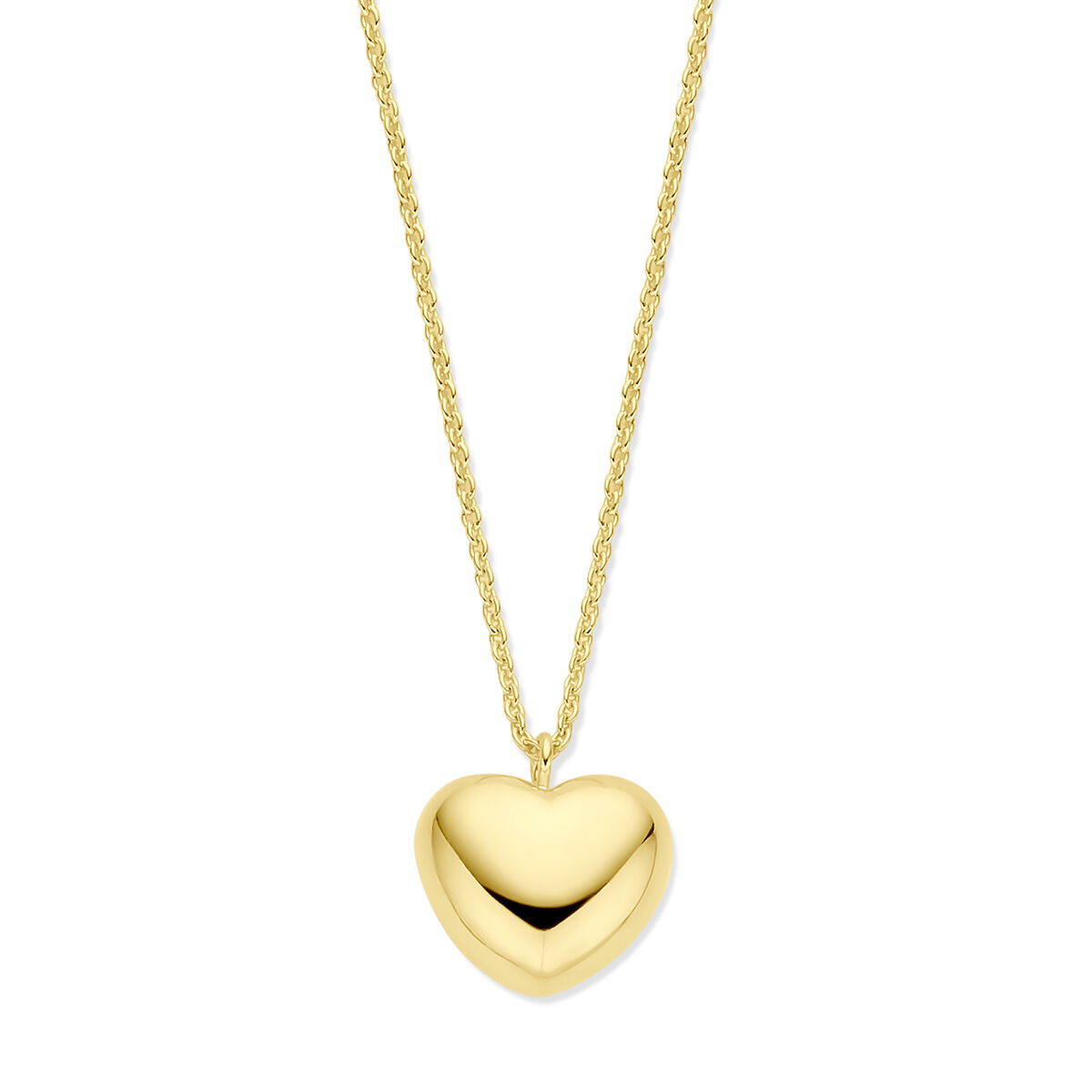 necklace heart 1.5 mm 42 + 5 cm 3 micron silver gold plated (yellow)