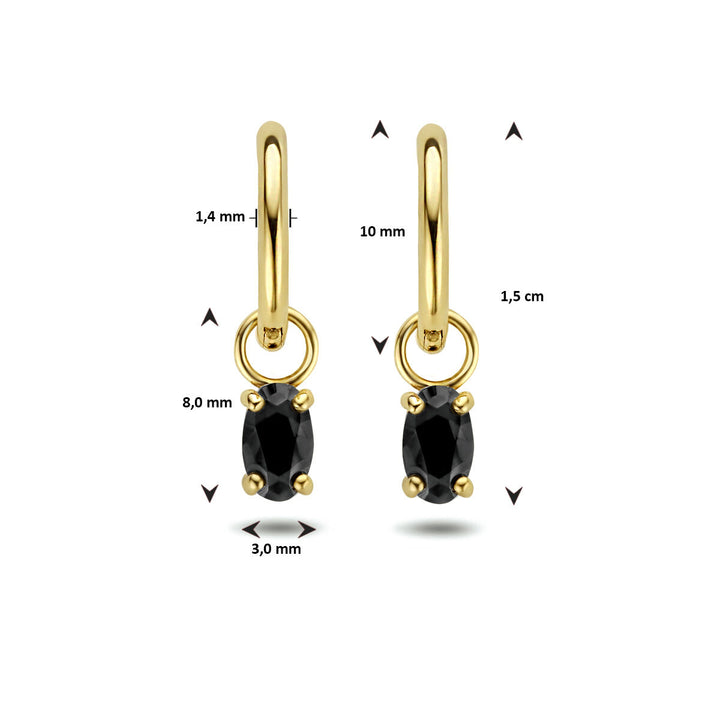 Ohrhänger mit schwarzem Zirkonia aus 14-karätigem Gelbgold