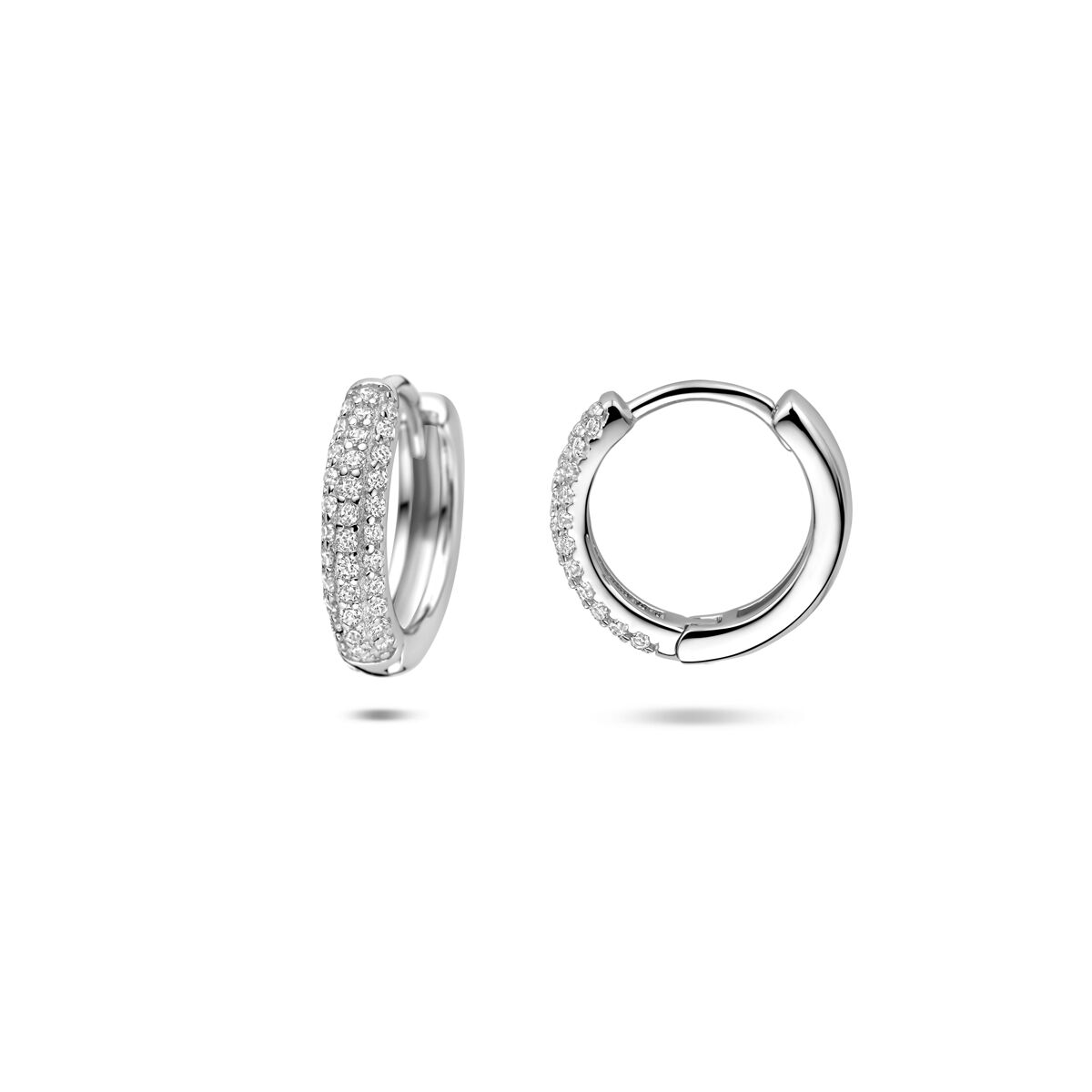 Zilveren klapoorringen met zirkonia – gerhodineerd 925 zilver