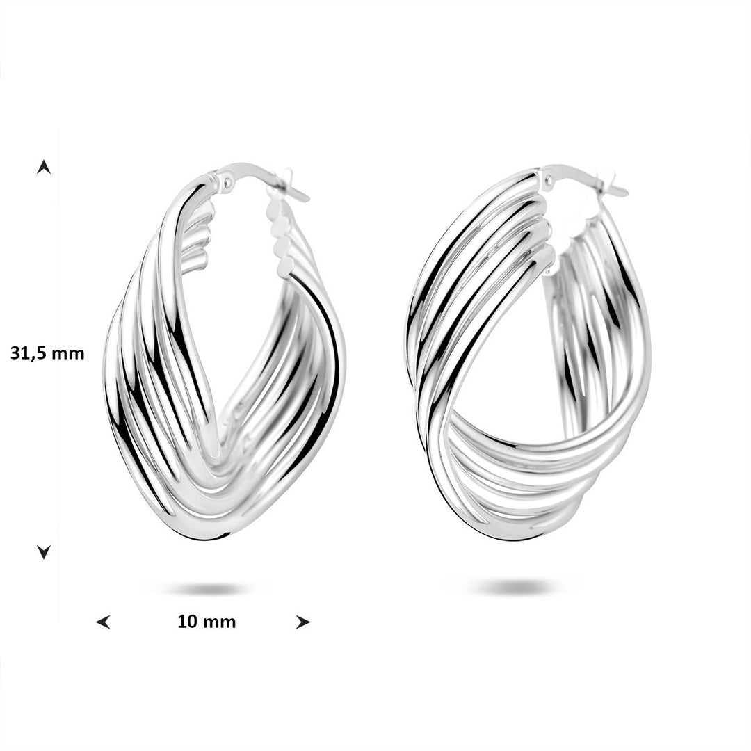 Gerhodineerd zilveren dames oorringen – 31,5 mm