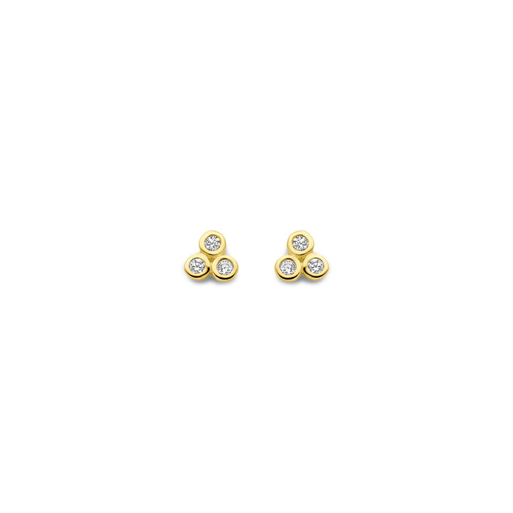 oorknoppen zirkonia 3 mm 14K geelgoud