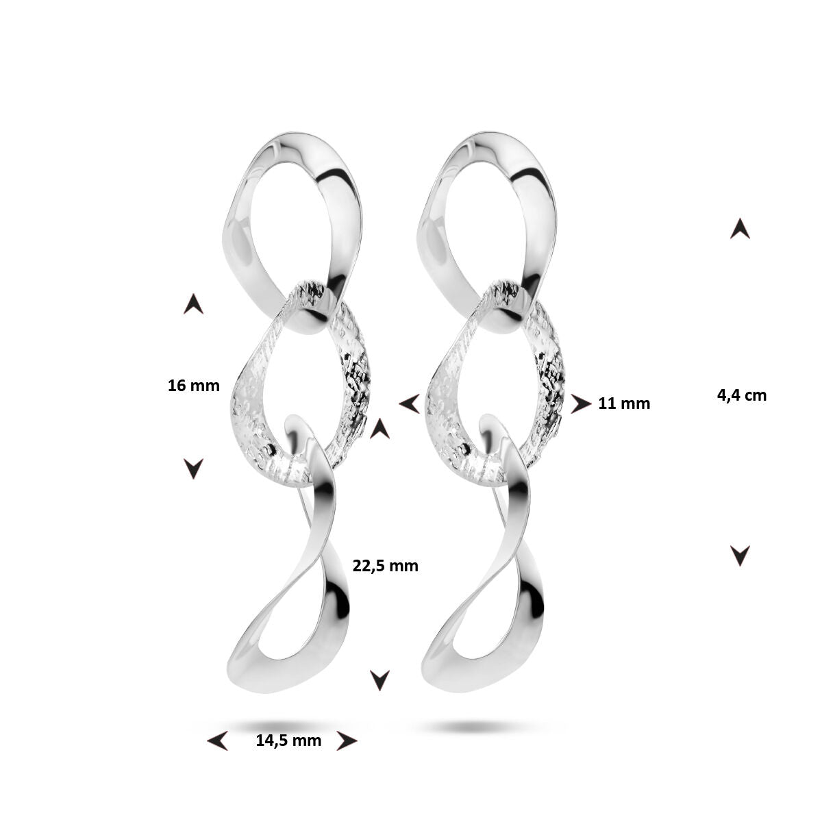 earrings oval poly/matte silver rhodium plated