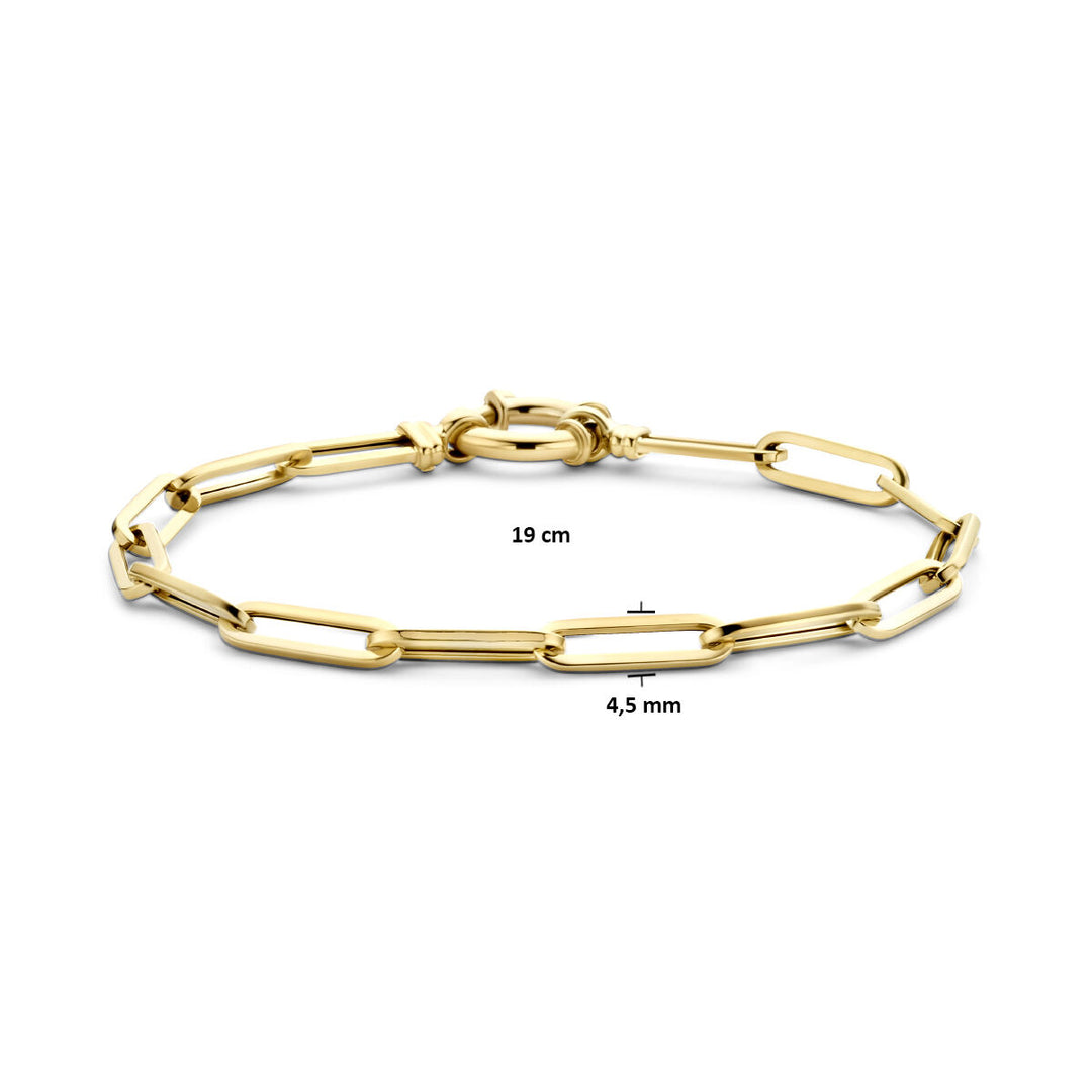 Gold bracelet ladies paper clip square tube with large spring clasp 14K