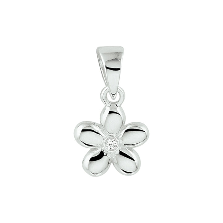 pendant flower zirconia silver rhodium plated