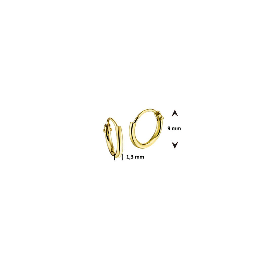 earrings 1.3 mm round tube 14K yellow gold