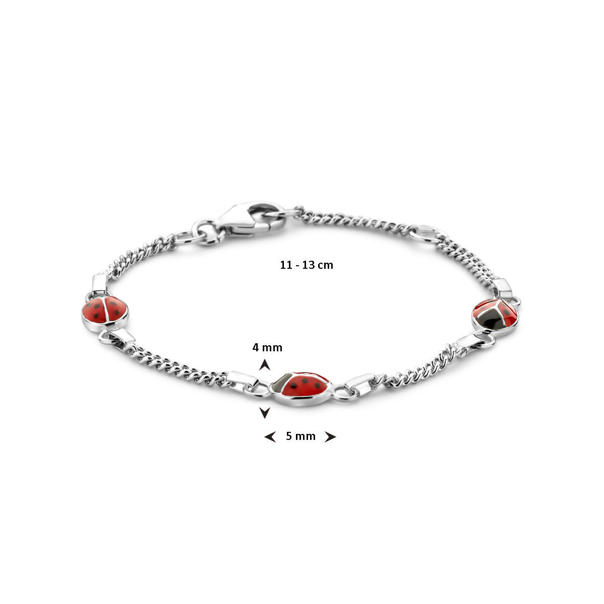 bracelet ladybug 11 - 13 cm silver rhodium plated