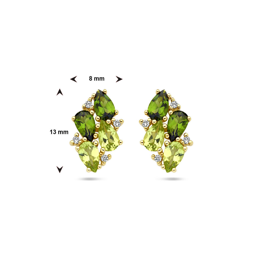 also studs green tourmaline, peridot and diamond 0.05ct (2x 0.025ct) h si 14K yellow gold