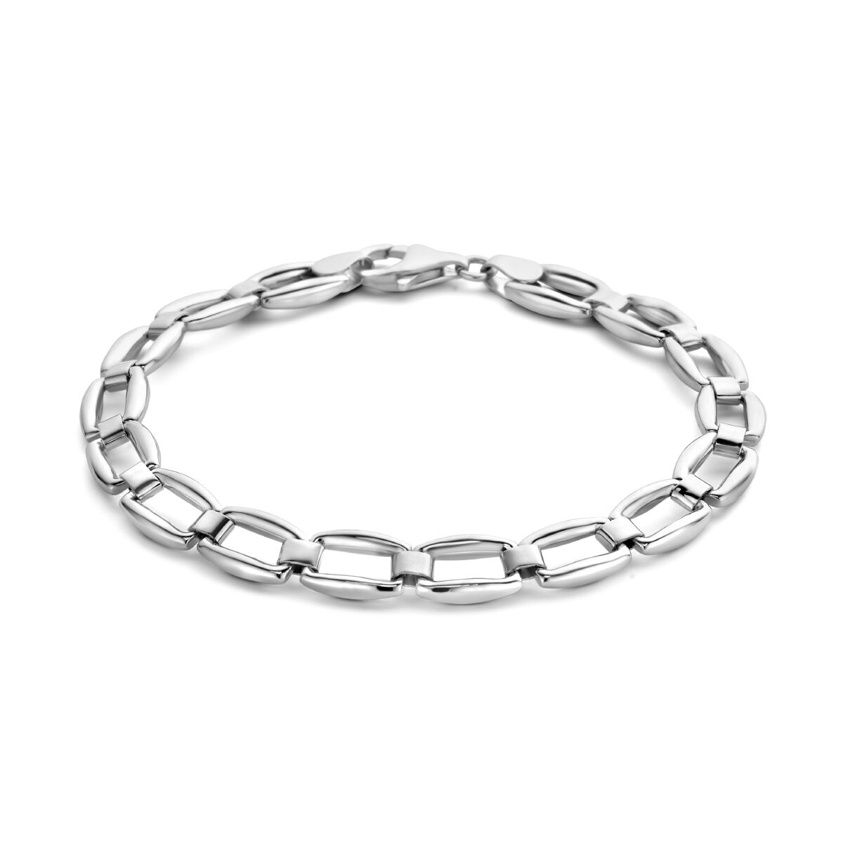 Zilveren armband van 7,0 mm breed met gerhodineerde afwerking en een lengte van 19 cm.