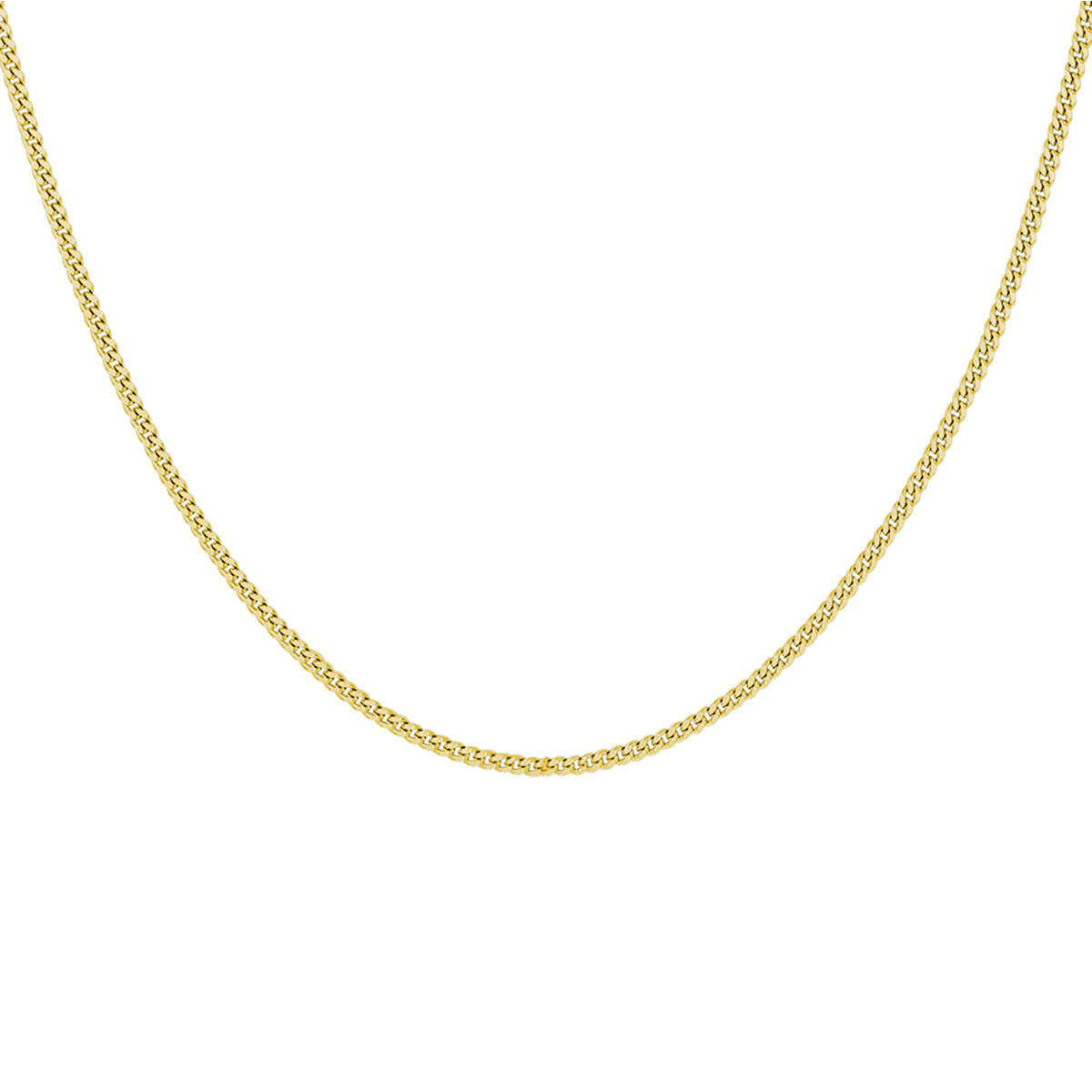 De Van der Kooij Collectie collier gourmette 4-zijdes geslepen 1,4 mm 3 micron zilver verguld (geel) is een eenvoudige unisex gouden ketting met tijdloze charme, afgebeeld tegen een witte achtergrond.