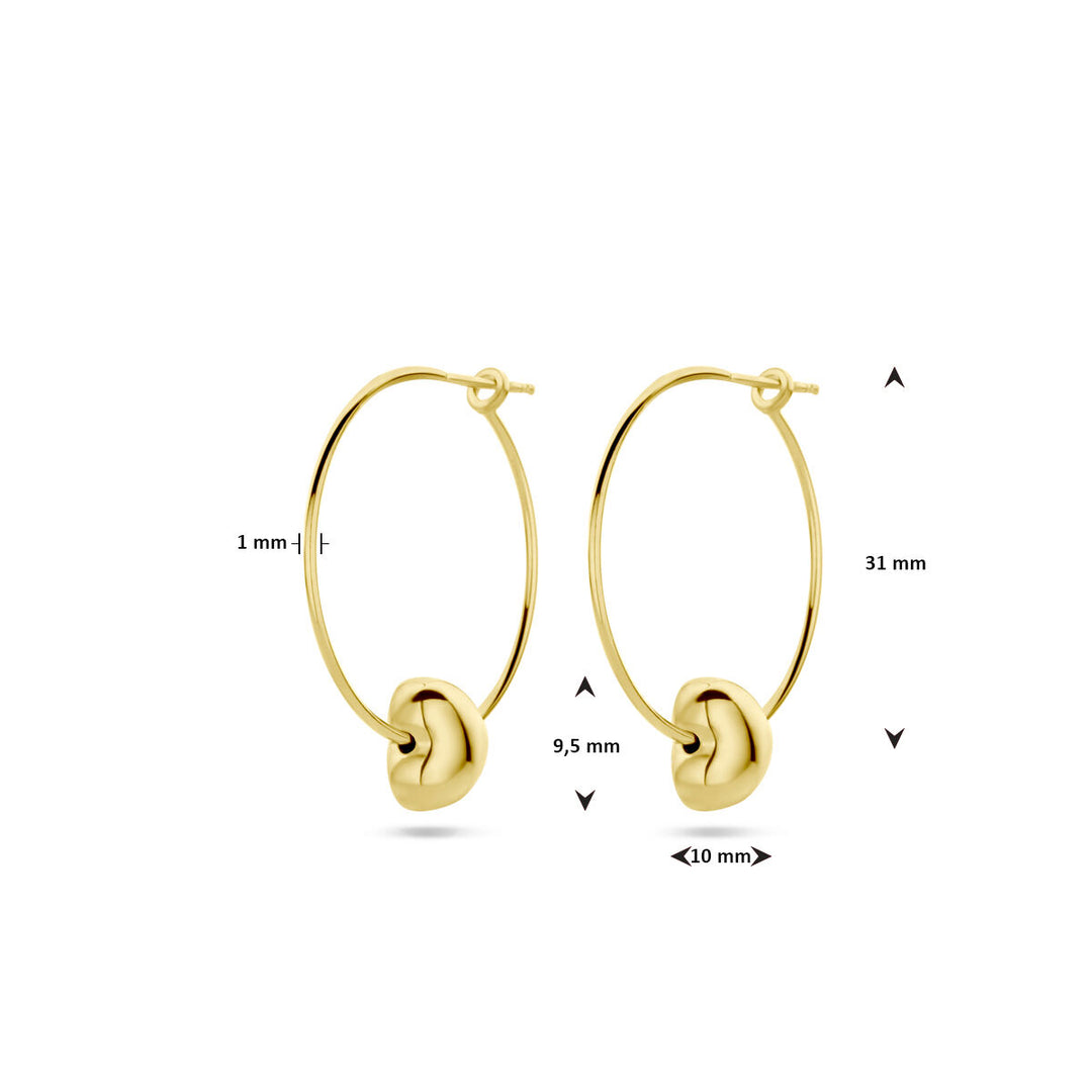 Ohrringe Herz 1 Mikron Silber vergoldet (gelb)